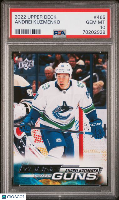 2022 Upper Deck - Andrei Kuzmenko #465 - Young Guns Rookie - YG ROOKIE - PSA 10