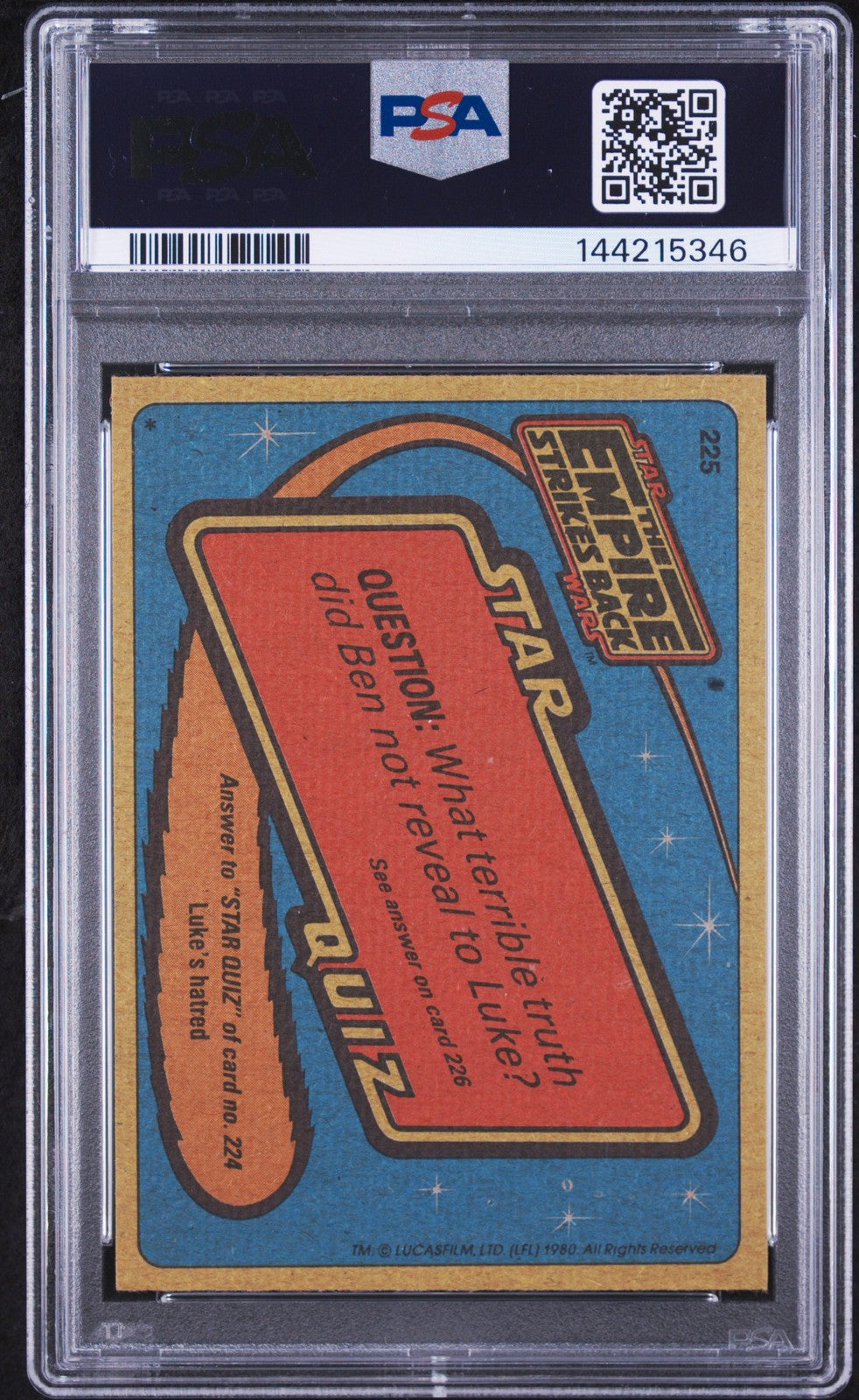 1980 Star Wars - The Empire Strikes Back -  Actress Carrie Fisher #225 - PSA 7