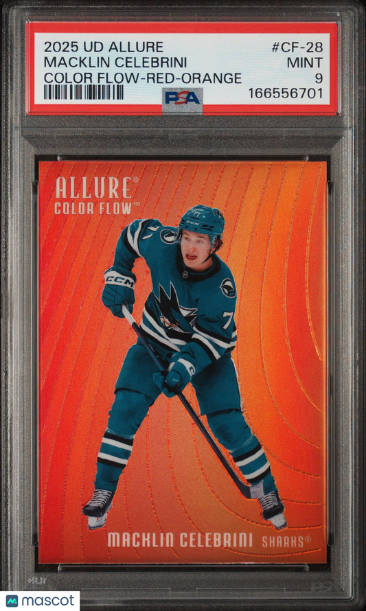 2025 Upper Deck Allure - Macklin Celebrini #CF-28 - Color Flow Red-Orange - PSA