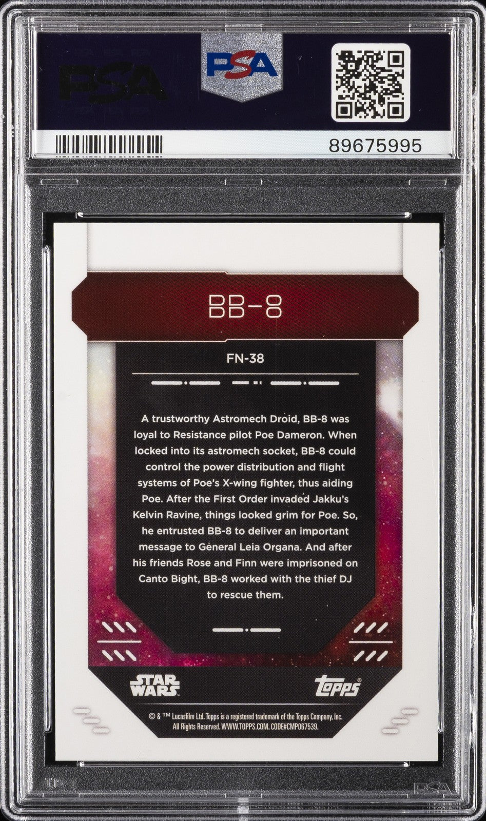 2023 Topps Finest Star Wars - BB-8 #FN38 - Orange /25 - PSA - Orange /25