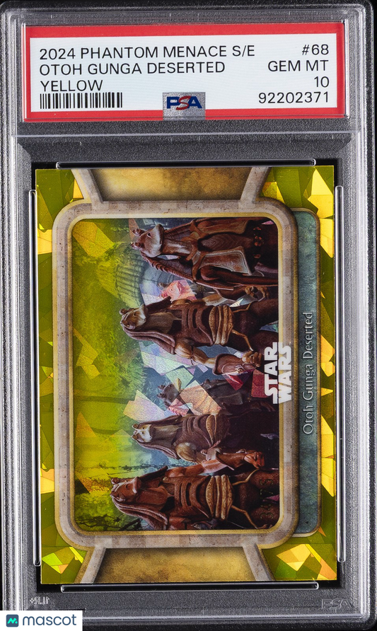 2024 Star Wars Phantom Menace SAPPHIRE- Otoh Gunga Deserted- Yellow /75 - PSA 10