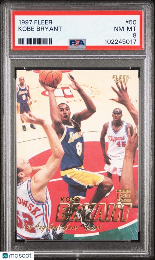 1997 Fleer #50 Kobe Bryant Los Angeles Lakers HOF PSA 8 - KOBE