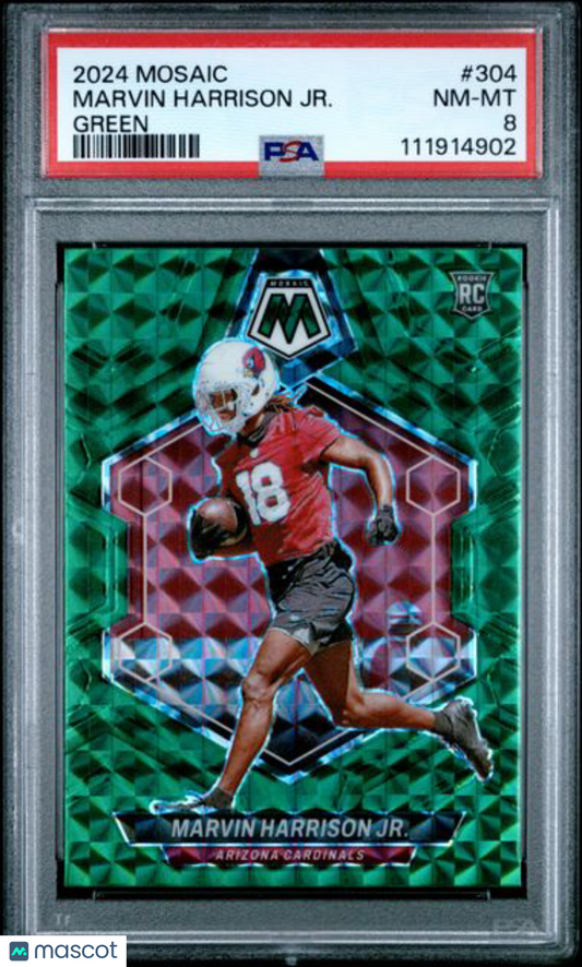 2024 Panini - Green Mosaic Prizm - Marvin Harrison Jr - Cardinals ROOKIE - PSA