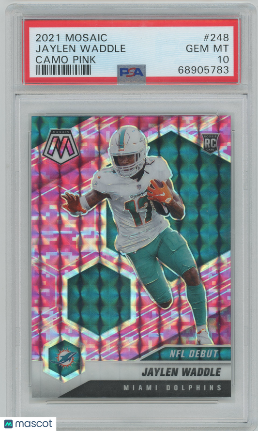 2021 Panini Mosaic Jaylen Waddle #248 Camo Pink ROOKIE PSA 10 - ROOKIE - PSA 10