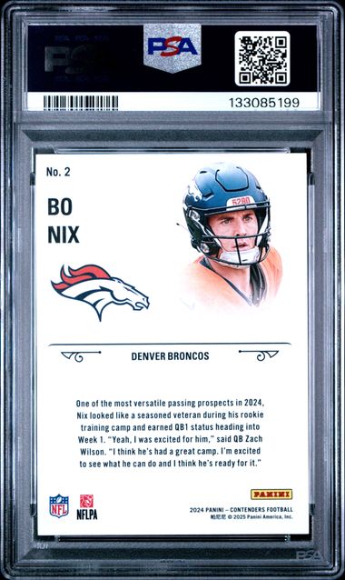 2024 Panini Contenders NFL - Bo Nix - ROOKIE STALLIONS - PSA - ROOKIE
