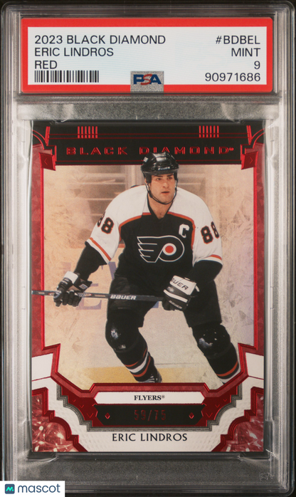 2023 Black Diamond Hockey Red Eric Lindros Flyers HOF 59/75 - PSA 9 - /75