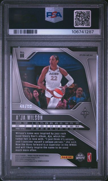 2024 Panini Prizm WNBA - A'ja Wilson #86 - Orange Prizm /99 - PSA 9 - ORANGE /99