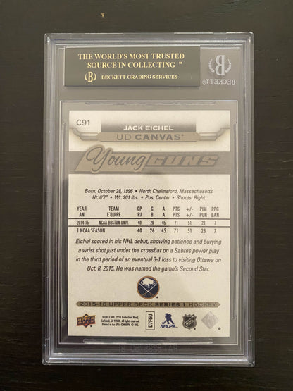 2015 Upper Deck -Jack Eichel YG RC - Young Guns - PRISTINE BLACK LABEL - BGS 10