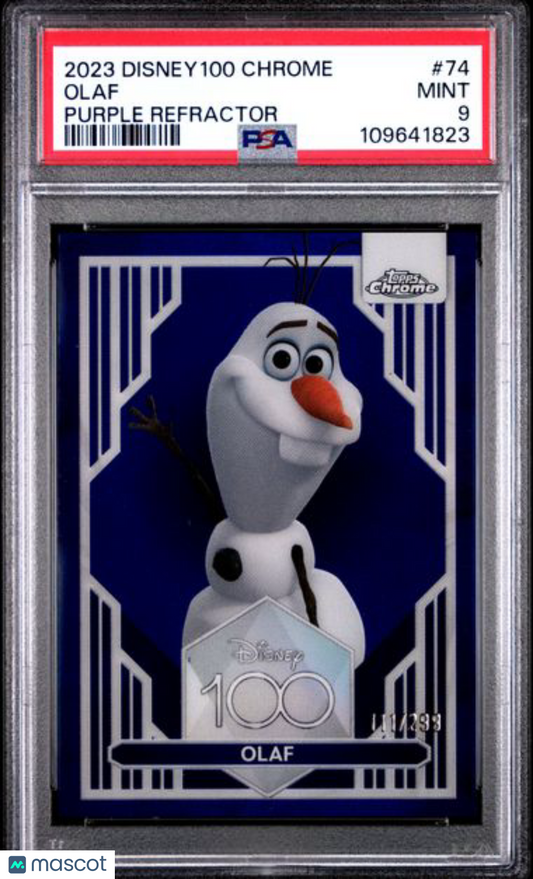 OLAF - 2023 Disney 100 Chrome - Purple Refractor /299 - Olaf 111/299 - PSA 9