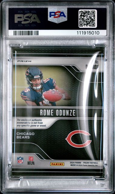 2024 Panini - Silver Prizm - Rome Odunze - Bears ROOKIE - Premier Jersey - PSA 8