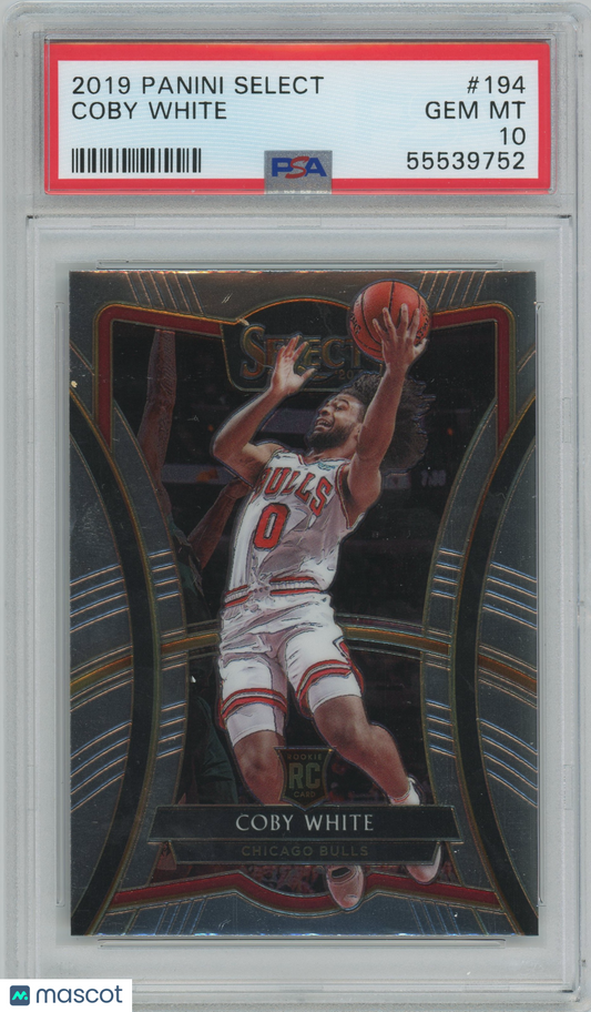 2019 Panini Select Coby White ROOKIE #194 PSA 10