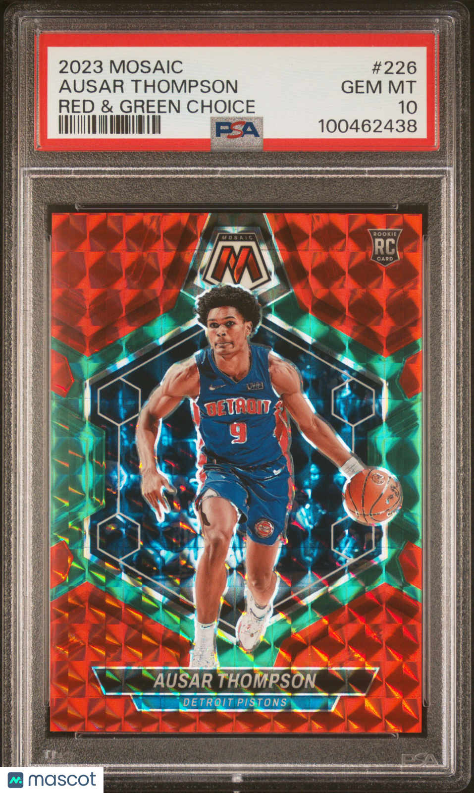 2023-24 Panini Mosaic #226 Ausar Thompson Red & Green Choice RC Rookie PSA 10