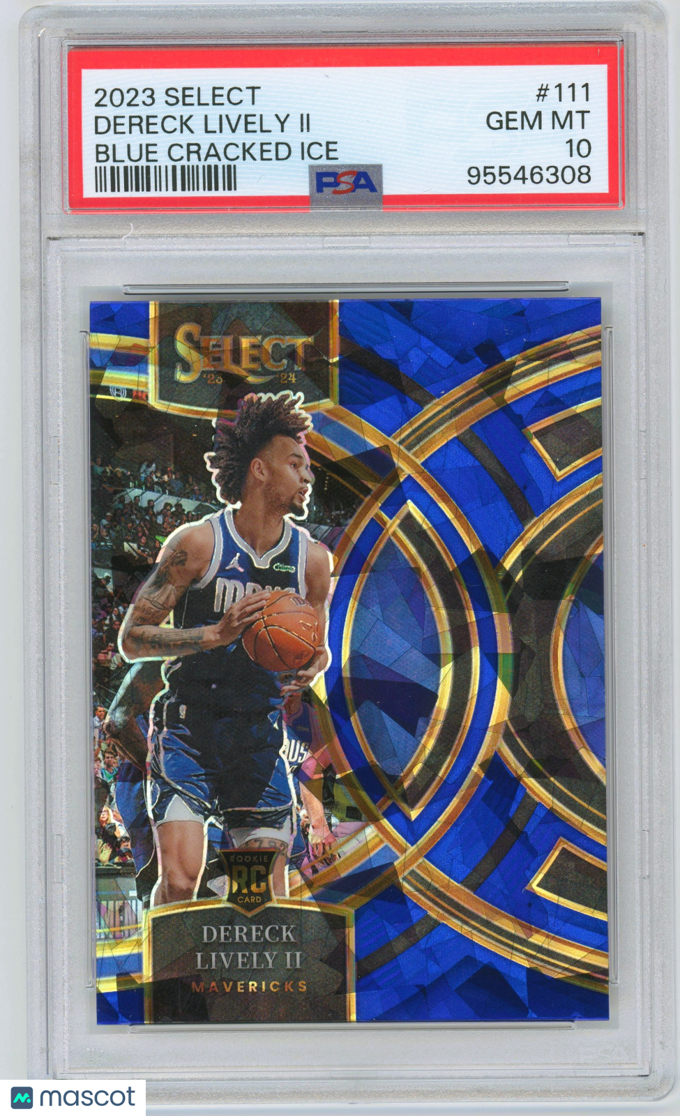 2023 Select Blue Cracked Ice #111 Dereck Lively II Mavericks RC Rookie PSA 10