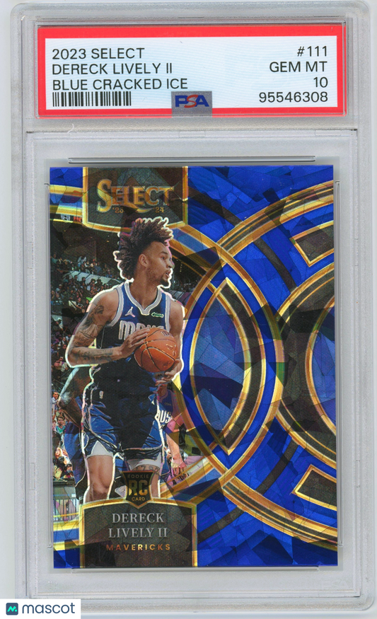 2023 Select Blue Cracked Ice #111 Dereck Lively II Mavericks RC Rookie PSA 10