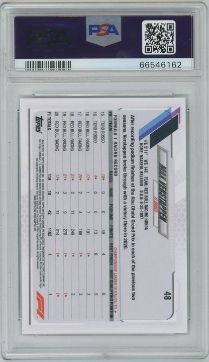 2021 Topps Chrome Formula 1 Max Verstappen #48 B&W Raywave Refractor PSA 10