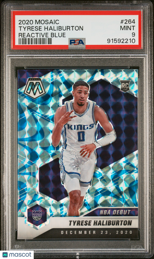 2020 Panini Mosaic Reactive Blue Prizm #264 Tyrese Haliburton RC Rookie PSA 9