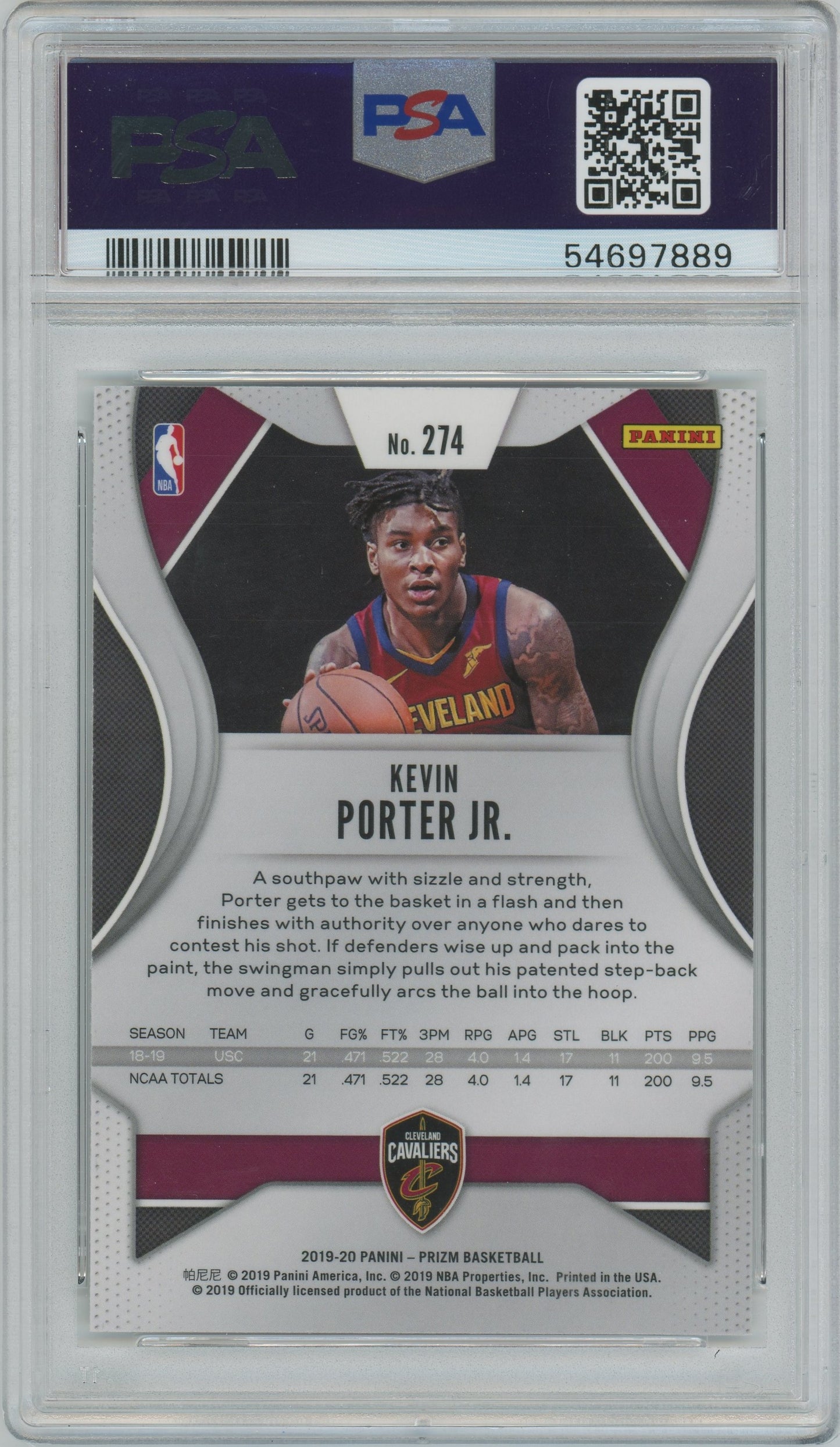 2019 Panini Prizm Kevin Porter JR. ROOKIE #274 PSA 10