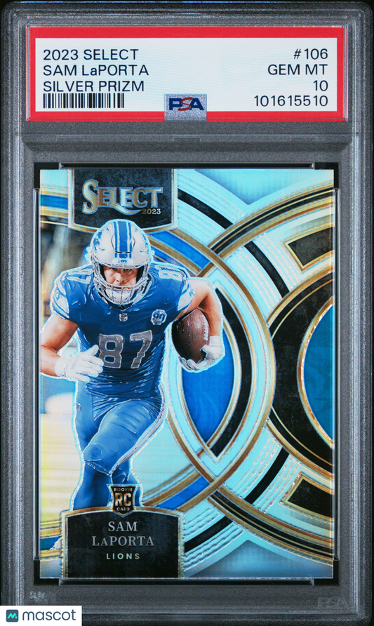 2023 Select Silver Prizm #106 Sam LaPorta Lions RC Rookie PSA 10 - ROOKIE