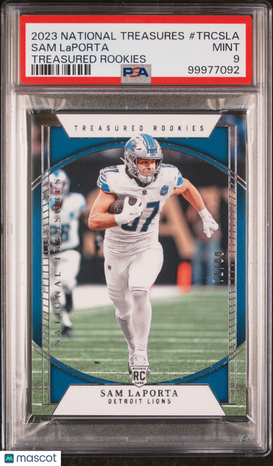 2023 National Treasures Sam LaPorta Detroit Lions RC Rookie 71/99 PSA 9 MINT