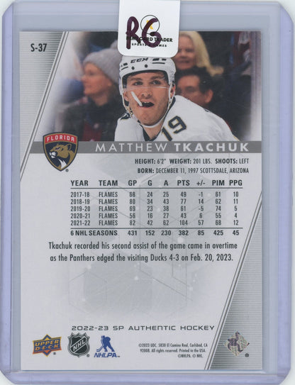 2023 2022-23 SP Authentic Hockey Matthew Tkachuk #S-37 Gold Refractor 48/50
