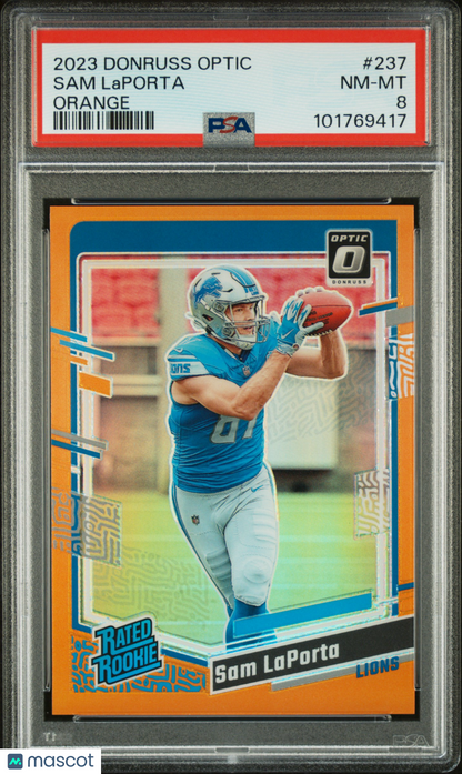 2023 Panini Donruss Optic Sam Laporta #237 Orange /249 ROOKIE - PSA /249