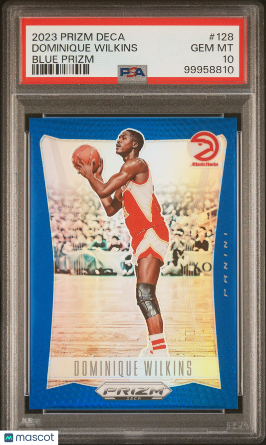 2023 Panini Deca Blue Prizm #128 Dominique Wilkins HOF - /149 PSA 10 - /149
