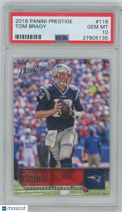 2016 Panini Prestige #116 Tom Brady New England Patriots PSA 10 GEM MINT