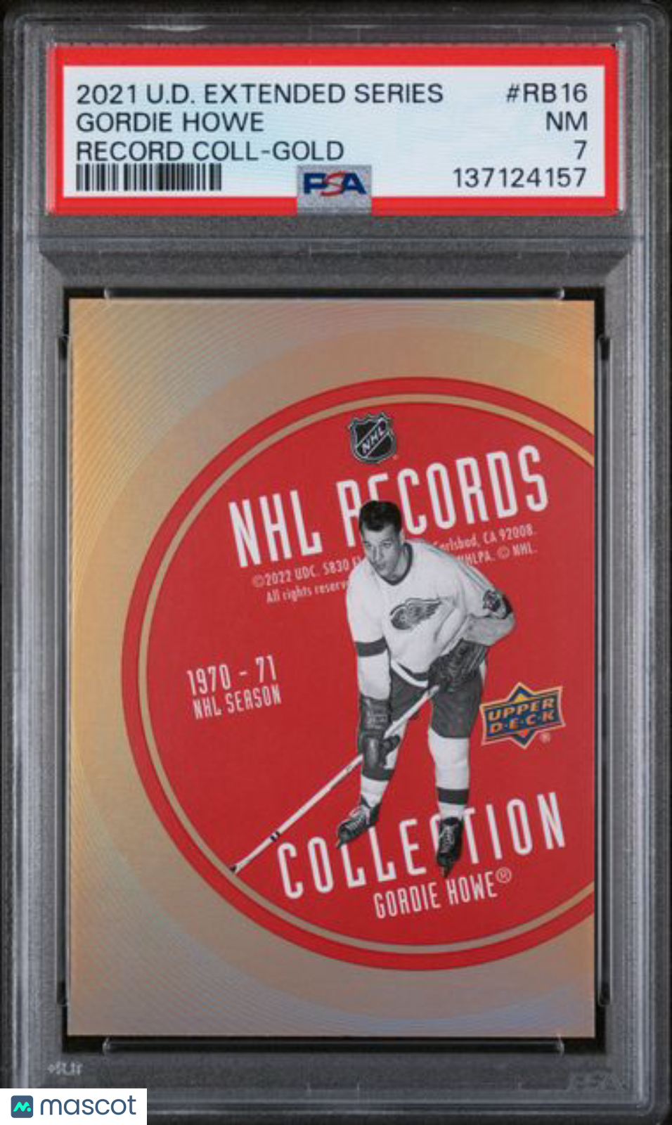 2021 Upper Deck - Gordie Howe #RB-16 - Record Collections - Gold /250 - PSA
