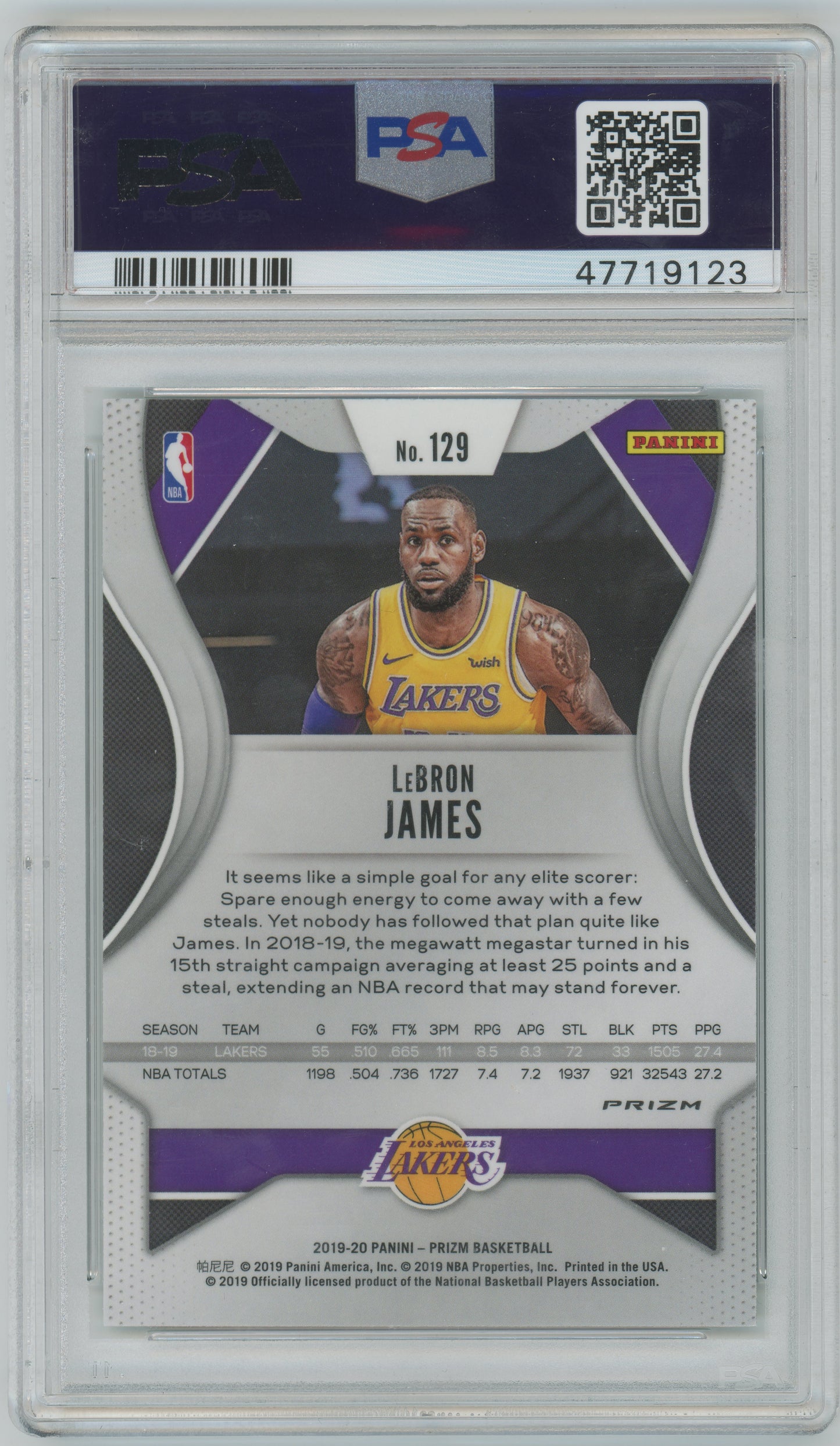 2019 Panini - Green Prizm - LeBron James - Los Angeles Lakers - GREEN - PSA 10