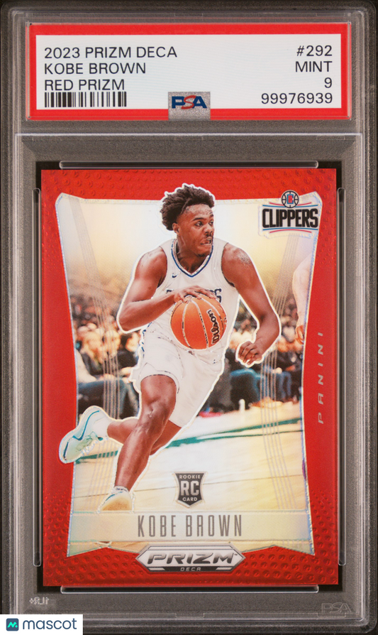 2023 Panini Red Prizm Deca #292 Kobe Brown Clippers RC Rookie 24/199 PSA 9 -/199
