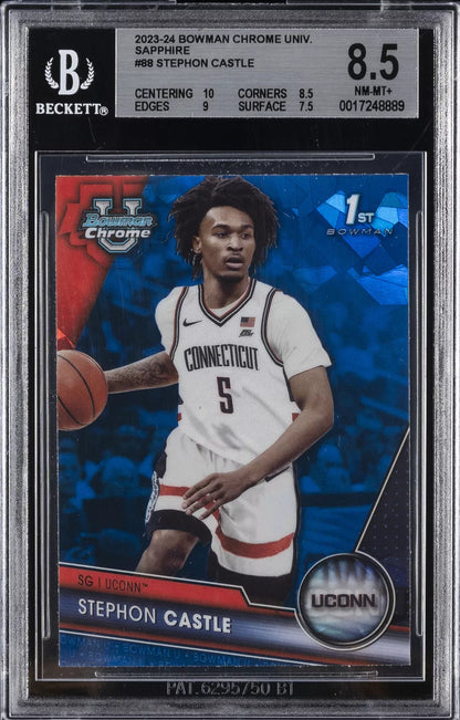 2023-24 Bowman Chrome University Sapphire Stephon Castle #88 BGS 8.5