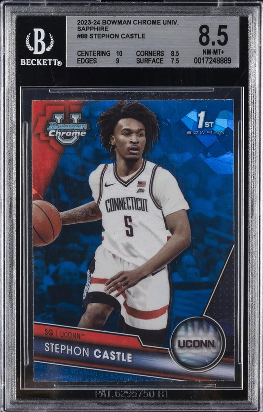 2023-24 Bowman Chrome University Sapphire Stephon Castle #88 BGS 8.5