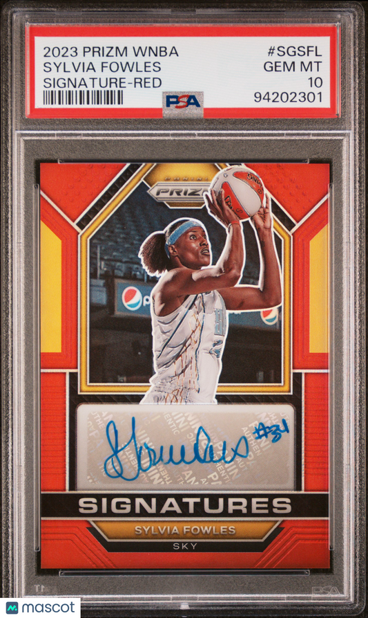 2023 Prizm WNBA - Sylvia Fowles - Signature Red Auto /99 - Red AUTO /99 - PSA 10