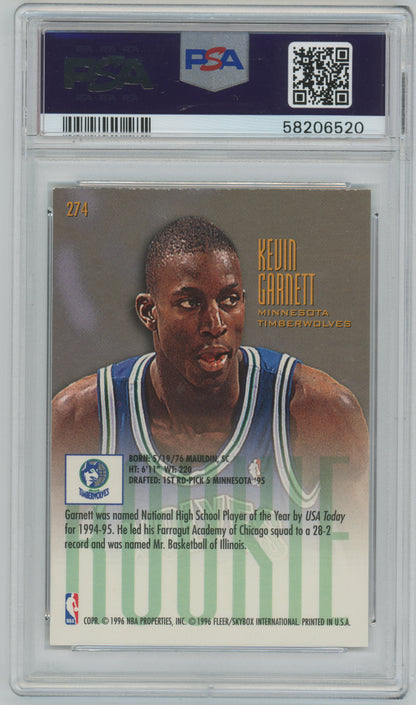 1995 Ultra #274 - Kevin Garnett - Timberwolves ROOKIE HOF - PSA