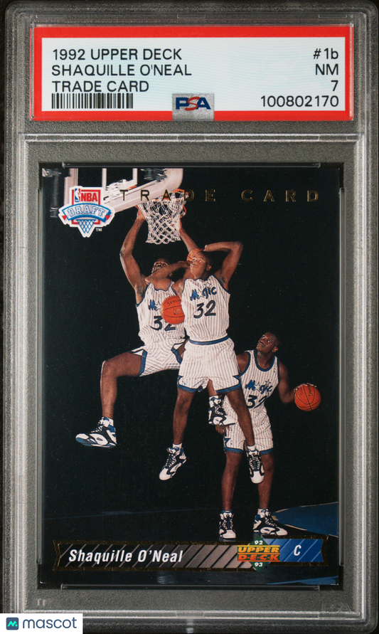 1992 Upper Deck Trade Card #1b Shaquille O'Neal Magic RC Rookie HOF PSA 7 NM