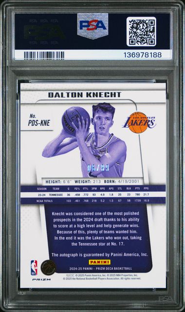 2024 Panini Prizm DECA NBA - Dalton Knecht #PDS-KNE - Red Rookie /99 - PSA - /99