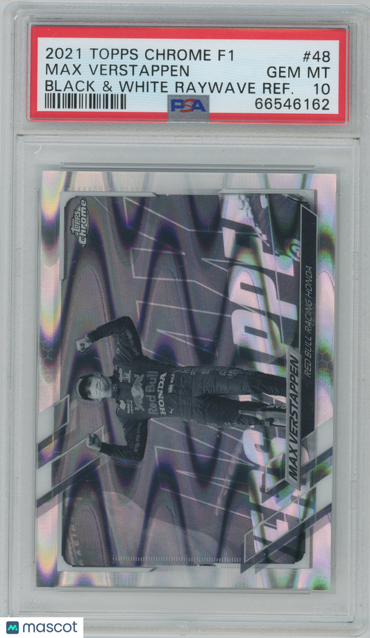 2021 Topps Chrome Formula 1 Max Verstappen #48 B&W Raywave Refractor PSA 10