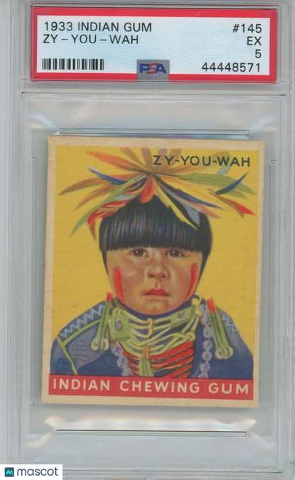 1933 Goudey Indian Gum Zy-You-Wah Base Set #145 PSA 5