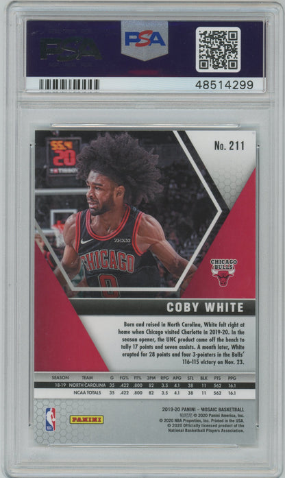 2019 Panini Mosaic Coby White ROOKIE #211 PSA 9