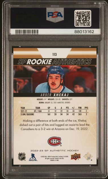 2022 SP Hockey - Arber Xhekaj #113 - Gold /199 - PSA 10