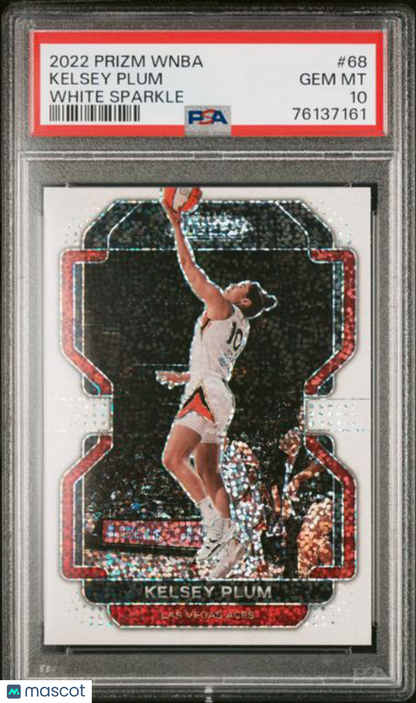 2022 Panini Prizm WNBA - Kelsey Plum #68 - White Sparkle Prizm SSP - PSA 10