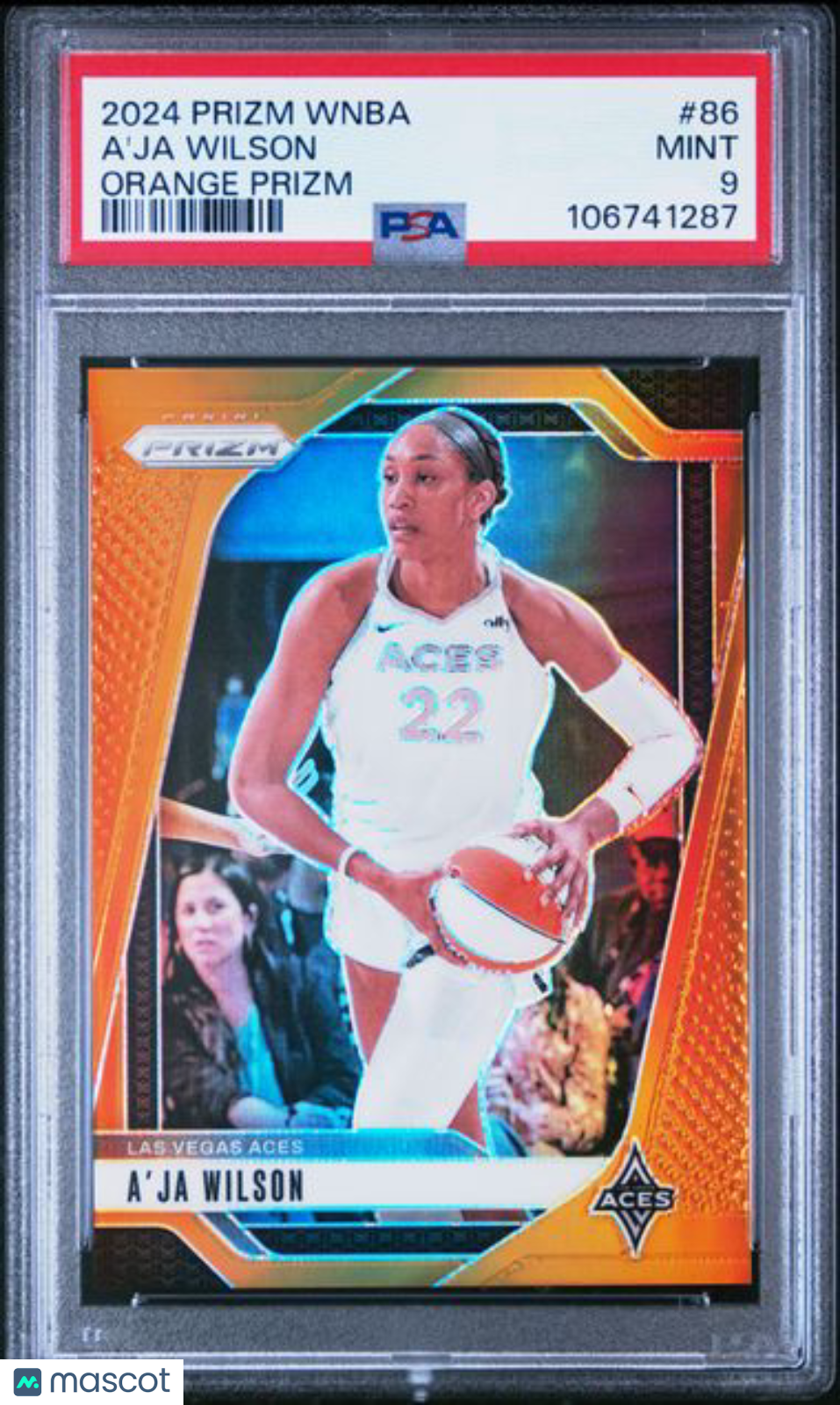 2024 Panini Prizm WNBA - A'ja Wilson #86 - Orange Prizm /99 - PSA 9 - ORANGE /99