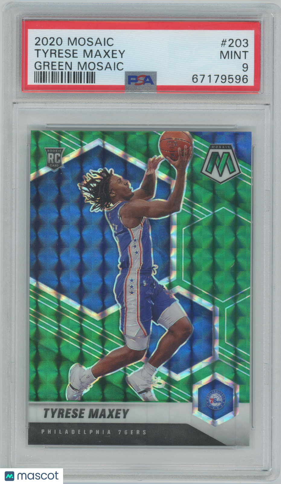 2020 Mosaic - #203 Tyrese Maxey - 76ers - Green Mosaic ROOKIE - PSA - ROOKIE