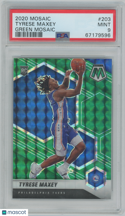 2020 Mosaic - #203 Tyrese Maxey - 76ers - Green Mosaic ROOKIE - PSA - ROOKIE