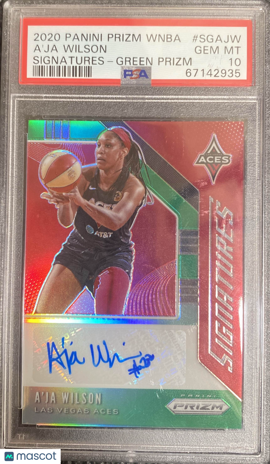 2020 Panini Prizm WNBA - A'ja Wilson - Signatures - Green Prizm AUTO - PSA 10