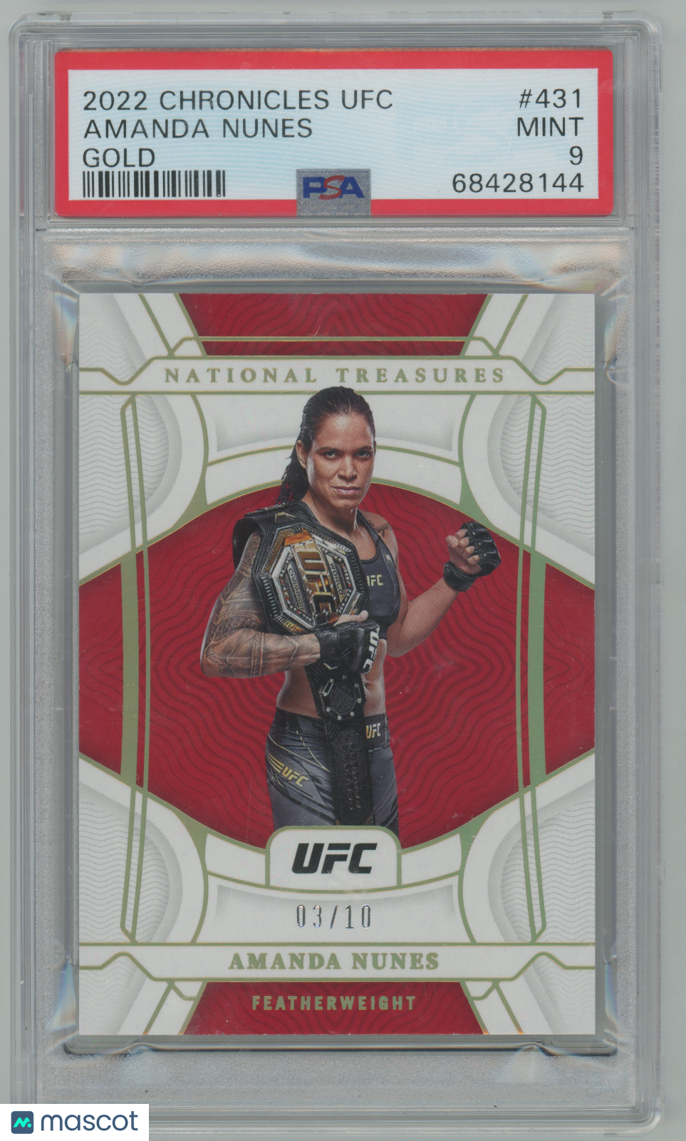 2022 Chronicles UFC - Amanda Nunes - NATIONAL TREASURES /10 - Gold /10 - PSA 9