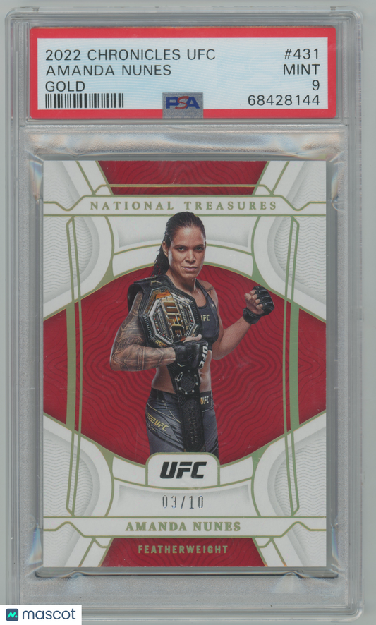 2022 Chronicles UFC - Amanda Nunes - NATIONAL TREASURES /10 - Gold /10 - PSA 9