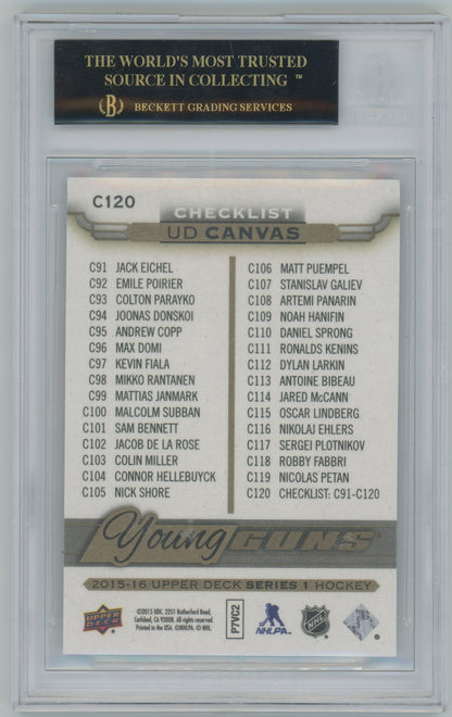2015-16 Upper Deck YOUNG GUNS Canvas Dylan Larkin + Jack Eichel  BGS 10
