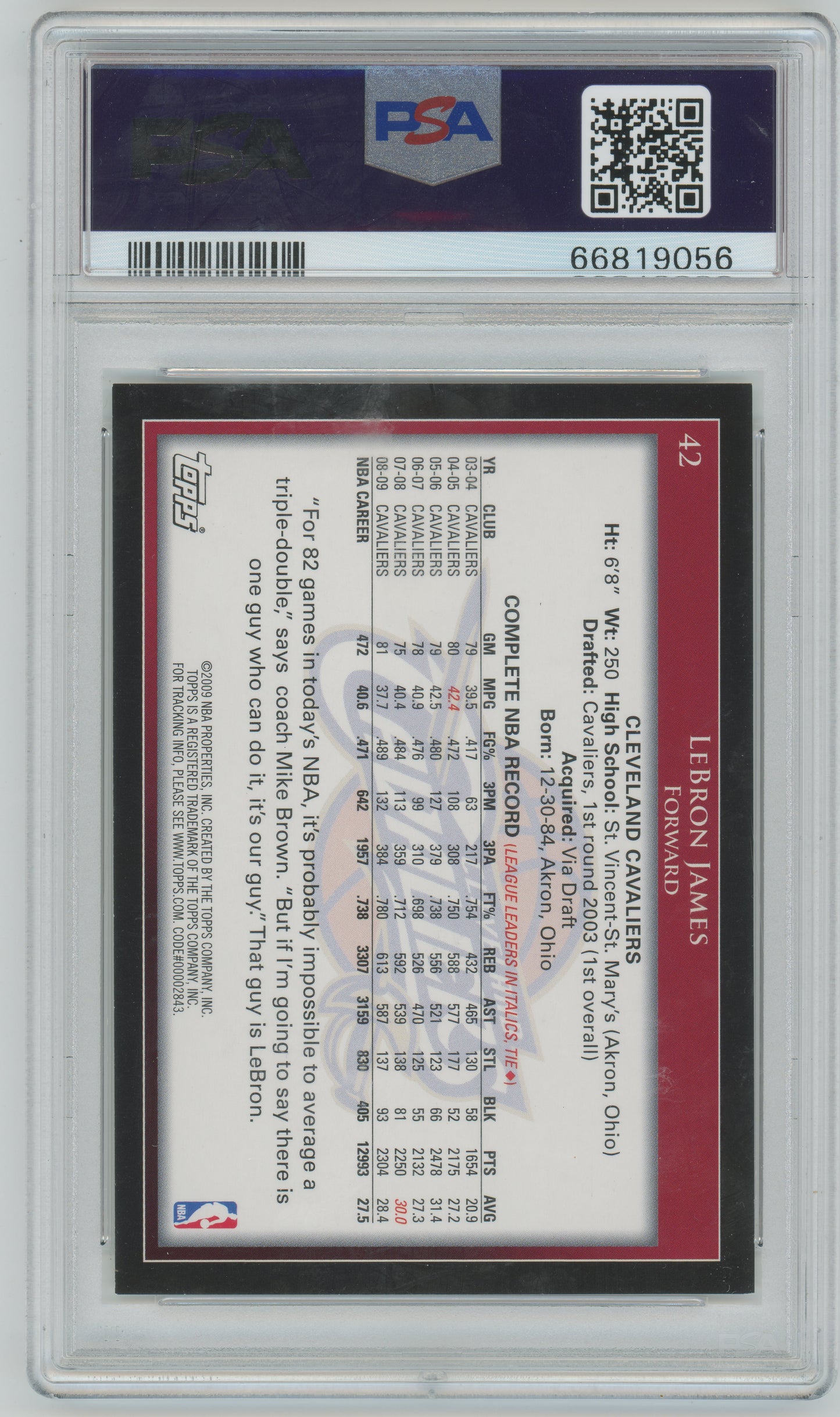 2009 Topps - LeBron James #42 - PSA
