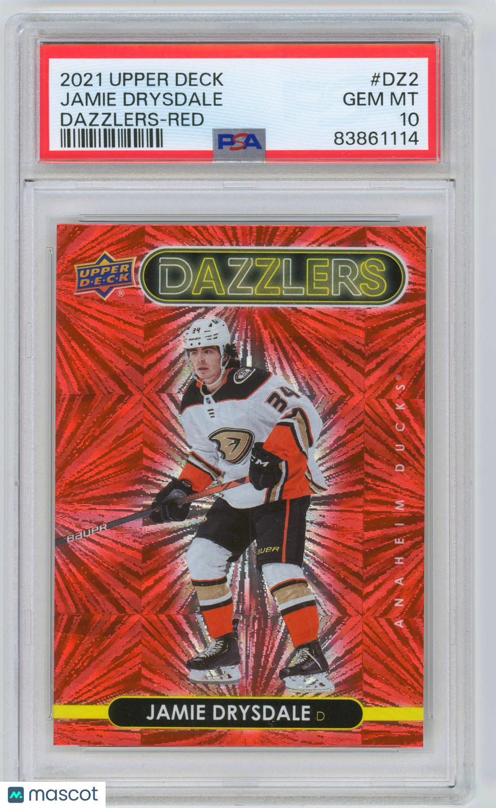 2021 UD Hockey Dazzlers Red #DZ2 Jamie Drysdale Ducks RC Rookie PSA 10